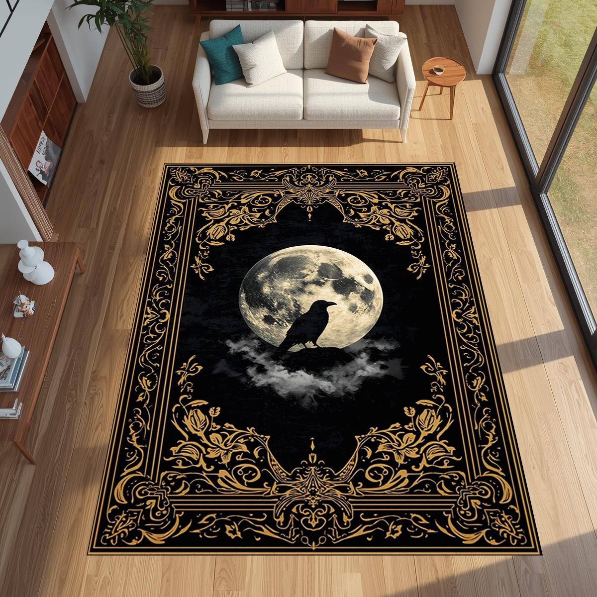 Gothic Golden Raven Full Moon  - Commercial Printing Usa review and price